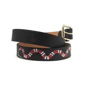 Gucci Kingsnake GG Supreme Belt 115 Black Red Snake Print Size 46